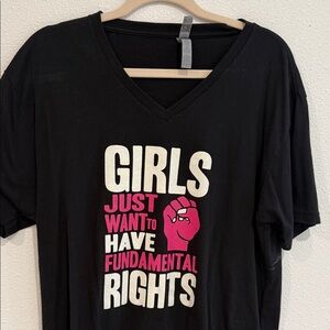 Next Level Apparel Black Tee with Pink & White Graphic